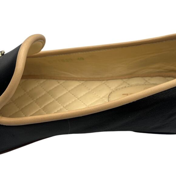Chanel CC Chain Lambskin Leather Flat Loafers Slippers Black 40 / 9.5 - Picture 7 of 11